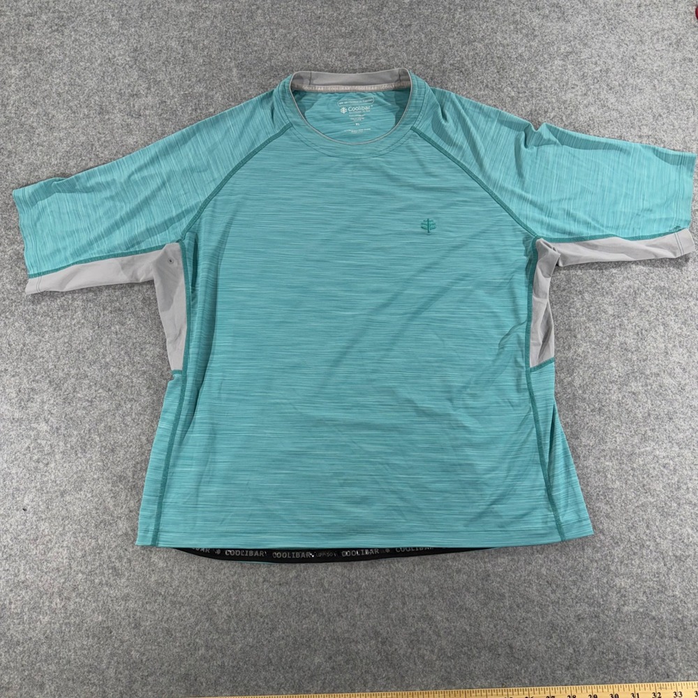 Coolibar Mens XL Ultimate Rash Guard Teal Blue UPF 50+ Swim Shirt